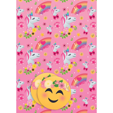 Joy Pixels Unicorn Wrapping Paper - 2 Sheets and 2 Tags