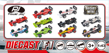 Power Joy Vroom Diecast F1 1/43 (Styles Vary - One Supplied)
