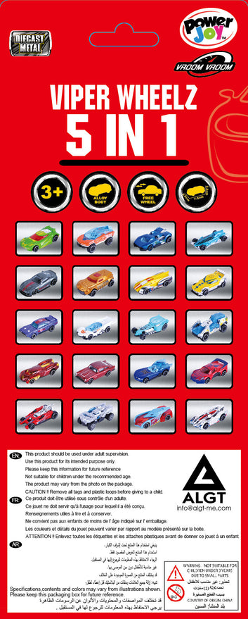 Power Joy Vroom Vroom Diecast 1/64 Viper Wheelz 5 In 1